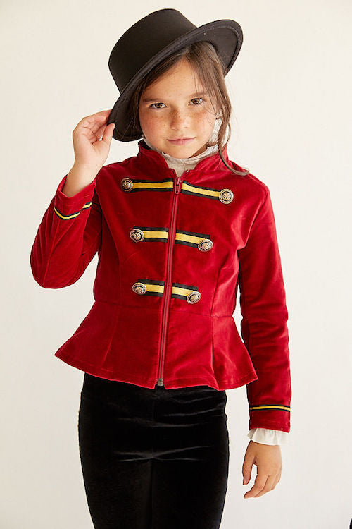Charlotte Rae Red Velvet Military Jacket